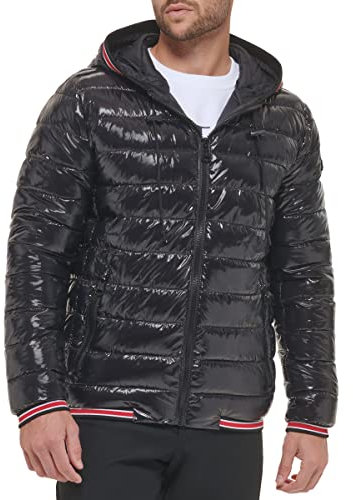 Calvin Klein Men's Heavyweight Short Puffer Jacket, Super Shine Black, M
