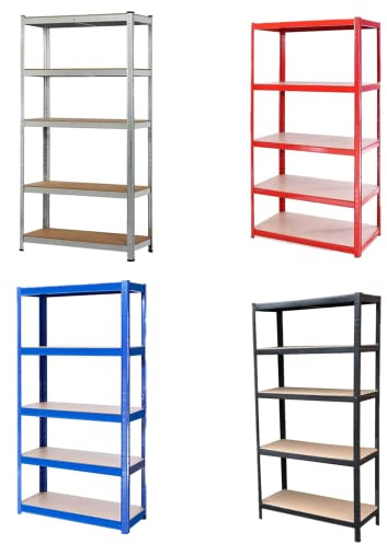 Qimu 5 Tier Boltless Garage Shelving,180x 90x 40cm, Metal Shelving Unit Heavy Duty Storage Racking, Steel Boltless Shelves Unit for Kitchen, Black