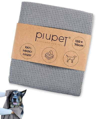 PiuPet Hundehandtuch (Einzelbett) I 120 x 70 cm I Mikrofaser Hundehandtücher zum Trocknen von Hunden I Hundebadetuch I Hundezubehör für große Hunde I Hundebadezubehör I Hundetücher Badetücher groß |