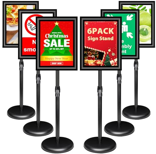 VAIIGO 6 Unidades Soporte para Carteles A3 Aluminio | Ajustable & Giratorio Soporte Publicitario e Información, Soportes de Anuncio y Stand | Expositor para Publicidad, Menú, Oficina, Tienda, Negro