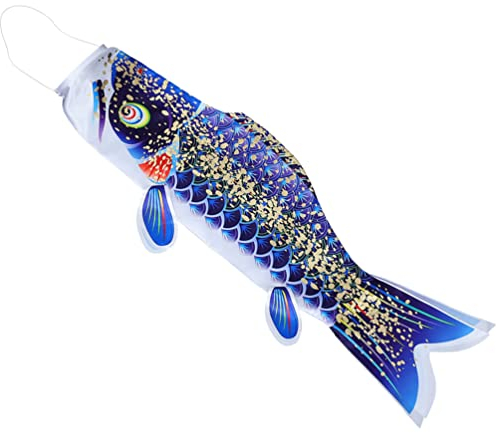 Ipetboom Japanische Karpfen Windsack: Japanischer Fisch Windsock Fisch Flagge Koinobori Windsack Flagge, Beachflag Wind Streamer für im Freien Garten Hof Neujahr, Blau, 100x27cm