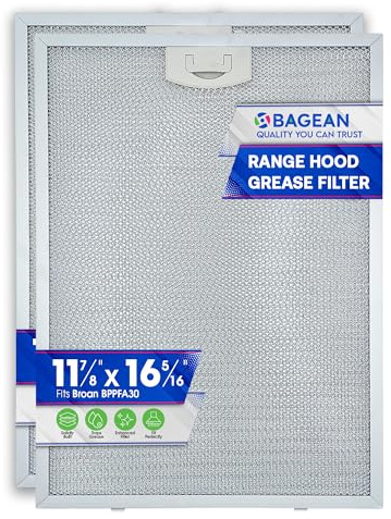 Bagean Stove Hood Vent Filter 11.81 x 16.25 BPPFA30 Compatible with Broan Range Hood Filter Replacement - Aluminum Mesh Kitchen Overhead Fan Screen - Blocks Grease & Filters Over Oven Air (2-Pack)