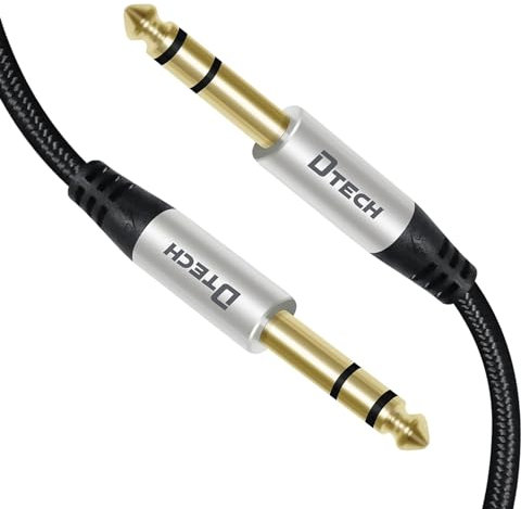 DTECH Electric Guitar Cable TRS 1/4 Instrument Cord Aux Balanced Stereo Jack Quarter Inch 6.35mm for Speakers Amplifier Bass AMP Studio Audio Monitor Mixer (1.0M)