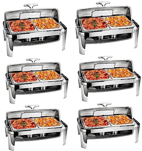 8QT Commercial Chafer, Chafing Disk Buffet Set, Professionell Chaffing Server Set med vattenpanna, matpanna, bränslehållare och lock, Chafers för catering rullande bufféservrar och