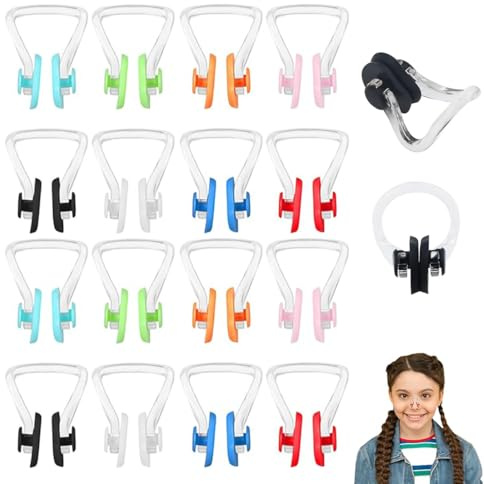 XUZOPIM 16 Piezas Pinza Nariz Natación, Silicona Impermeable Clip, Clips De Nariz Para Nadar, Nasales De Silicona Para Nadar Reutilizable, Para Adultos, Niños,Principiantes Nadadores