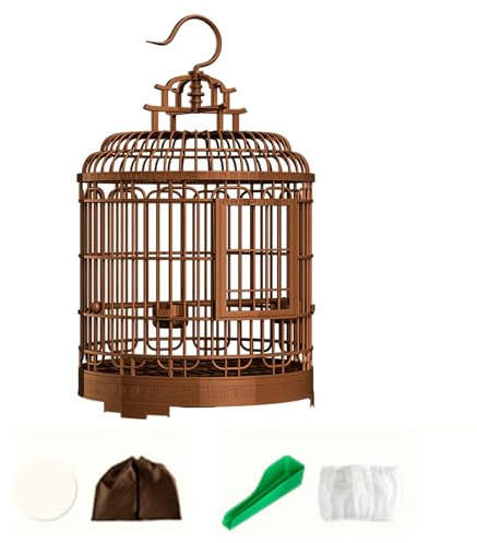 KESOTO Villa Bird Cage Hanging Cage Pet House with Gauze, 2 Feeding Cups, 20 Mats, Food Adder and Cage Cover, Large Stand Cage Parrot Birdcage for African Grey Canary Macaw Cockatiels Parrot, style A