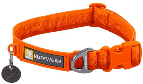 Ruffwear Front Range Large Dog Collar, Pet Collar with Aluminum V-ring Lead Attachment, Comfortable & Strong with Side Buckle & Webbing for Dog Walking, Size 508mm-660mm, Blaze Orange, Size L