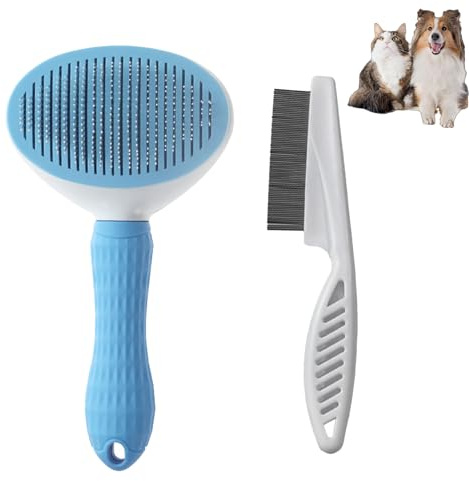 Hsyadazi Brosse pour chat, à poils longs, pour chat et chien - Brosse autonettoyante - Accessoire - Peigne à puces universel - Brosse de toilettage pour animaux de compagnie - Bleu
