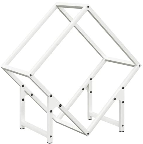 vidaXL Firewood Rack Cold-Rolled Steel Log Holder - White Fireplace Wood Organizer/Log Storage Indoor Decor (50x25x50 cm, Large Capacity, Robust Design)** -