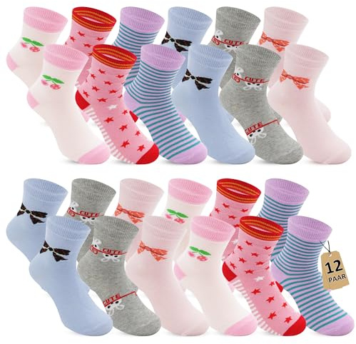 Geyuwoz 12 Paires de Chaussettes Enfants Filles 31-34 garçons Chaussettes de baskets en Coton Enfants écoliers Douces Cheville Filles pour Sportsocken Coloré Causal
