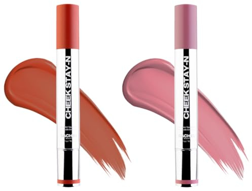 Sacheu Cheek STAY-N Liquid Blush for Cheeks — High Pigment, Buildable, Lightweight Cream Blush for Dewy & Radiant Flushed Cheeks — Long-lasting & Cruelty Free, Sugar & Spice Duo