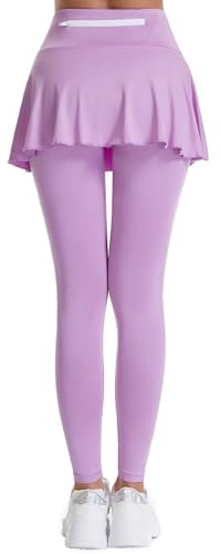 2025 Mujeres Color Sólido Plisado Deportivo Tenis Falda Pantalones Cintura Alta Cadera Elevación Yoga Rock Exposición Entrenamiento Falda de bádminton Vientre Camino Leggins Damas, morado, S