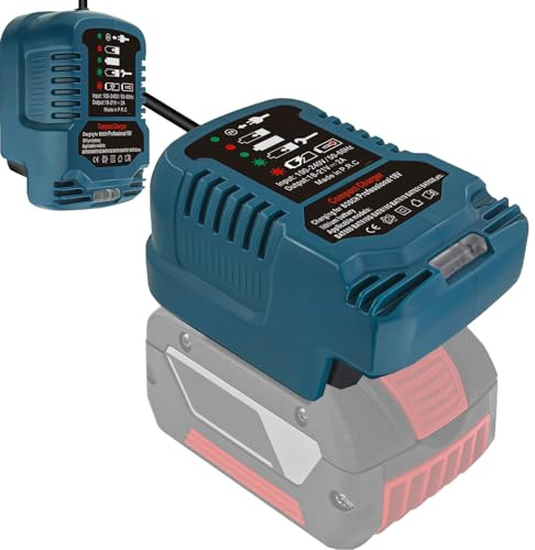 Mini Ladegerät für Bosch Professional 18V System GBA Ladestation mit LED-Anzeige Kompatibel mit Bosch GBA 18V Akku BAT607 BAT614 BAT607G