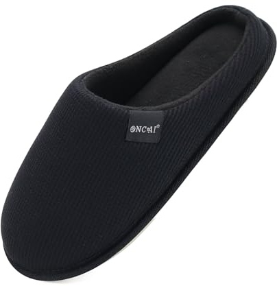 ONCAI Women's House Slippers，Cushion Memory Foam Waffle Upper Cosy Warm Winter Comfortable Lightweight Indoor House Shoe Non-slip Rubber Soles （UK Size 3-9）
