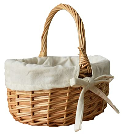 Genérico Cestas Pequeñas Mimbre con Asa Cesta Mimbre Pequeña para Huevos de Pascua Pascua Artesanal Dulces Basket para Niños Easter Artesanal Canasta Tejida de Paja