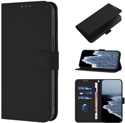 CASEONJAN Fodral för Google Pixel 9a, plånboksfodral i PU-läder [kortplatser], flip stötsäkert fodral för Google 9a (svart)