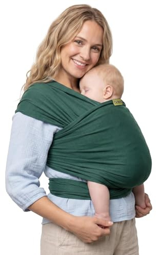 Boba Fular Portabebé Elástico, Bambú Orgánico, Bebé, Rainforest | Punto Transpirable de bambú, recién nacido a niño. Porteo Manos Libres para el vínculo, lactancia y siestas, 3-16 kg.