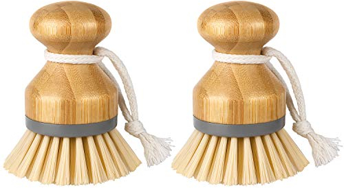 MR.SIGA Bamboo Palm Brush, Scrub Brush for Dish Pots Pans Kitchen Sink Cleaning, Pack of 2