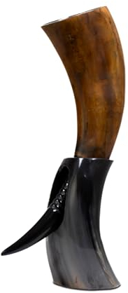 Handicrafts Home Real Ox Horn Drinking Horn with Stand Handmade Beer Viking Vessels New Years Gift