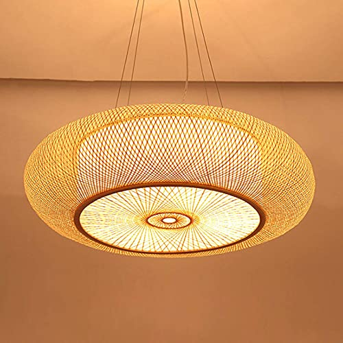 Retro Bambus Weblampe Land Deckenleuchte Natürliche Vintage Gewebte Rattan Deckenlampe Pendelleuchte Kronleuchter Teestube Beleuchtung leuchte Restaurant Balkon Korridor Deckenlicht Deko Lampe,40cm