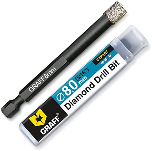 GRAFF 8mm Punte diamantate Gres Porcellanato – Punte Trapano Professionali per Piastrelle, Mattonelle, Granito, Ceramica, Pietra – Trapano con codolo esagonale