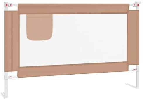 vidaXL Barrière de Sécurité de Lit d'enfant Protection de Lit Bébé Tout-Petits Chambre à Coucher Maison Intérieur Taupe 120x25 cm Tissu