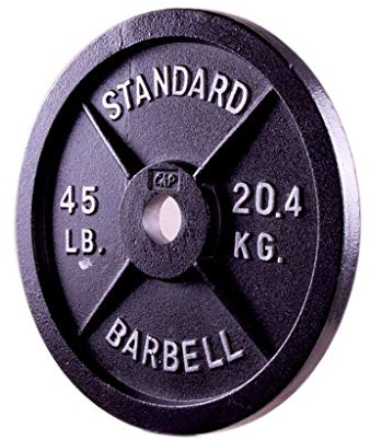 Plates Singel, Barbell 2-tums OS Grip Plate, Black Barbell olympiska Grip Viktskivor 45lb / 20kg, olympiska Plate Vikter rent järn hantel