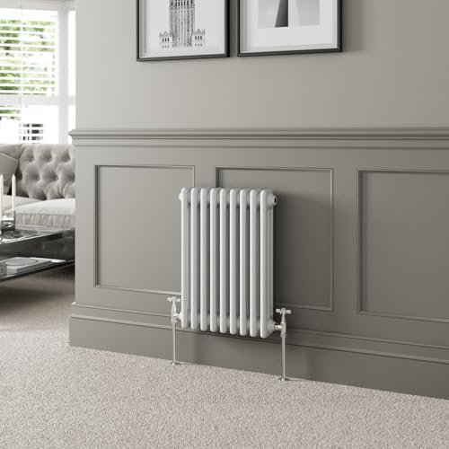 DuraTherm® 600 x 425mm White Traditional Horizontal Designer Radiator Triple Column Colosseum Cast Iron Style Central Heating Panel Radiators Rad