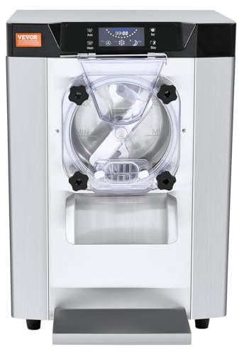 VEVOR Kommerzielle Eiscreme-Maschine, 12 L/h Einzelgeschmacksrichtung Arbeitsplatten-Eiscrememaschine für Hartes Servieren, 4,5 L Edelstahlzylinder, LED-Panel, Automatische Vorkühlung mit Reinigung
