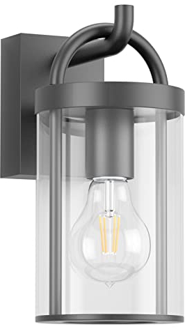 Klighten Außenwandleuchte Vintage, Wandleuchte Aussen Industrial, Dunkelgrau Außenlampe Industrie, E27 Wandlampe, Aluminium Außenleuchte, für Terrasse Garten, 40W Max, IP44, ohne Leuchtmittel