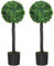 HOMCOM Set of 2 Decorative Artificial Plants Boxwood Ball Trees in Pot Fake Plants for Home Indoor Outdoor Decor, 60cm