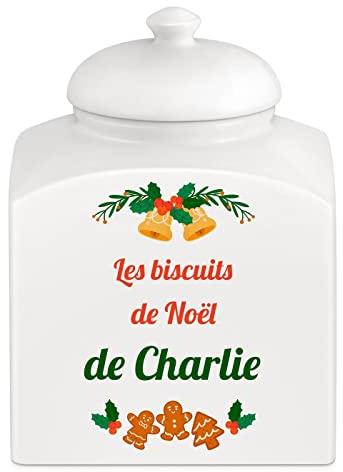 Maverton Bocal à biscuits avec personnalisation pour homme - Pot en céramique imprimé - Pot de stockage avec couvercle - pour lui - anniversaire - pour papa/papy - deco - Pain épice