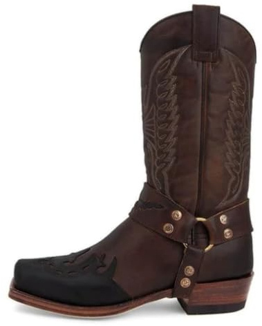 DHAEY Men's Women Cowboy Boots Knight Boots Fashion Embroidered Square Tow Heel Retro Classic Medieval Renaissance Men's Pirate Boots Traditional Country Boot (Color : Dark brown, Size : 8.5 UK)