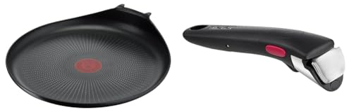 Tefal Ingenio Poêle à crêpe 27 cm, Non induction, Revêtement antiadhésif, Empilable & Ingenio Poignée amovible noire, Empilable, Verrouillage sécurité 3 points
