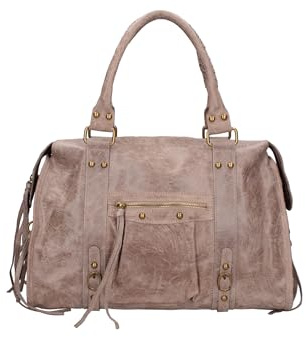 Gave Lux Damen-Umhängetasche aus echtem Wildleder. Handwerkliches Produkt. Hergestellt in Italien GLX220609023FBG Taupe 41x28x13 cm