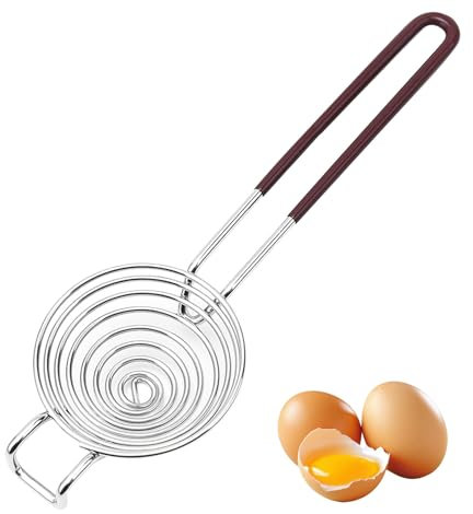 GIONAR Separatore uovo giallo e bianco cestino da basket, separatore uovo in acciaio inox con manico allungato, utile per pasticceria o come piccolo colino