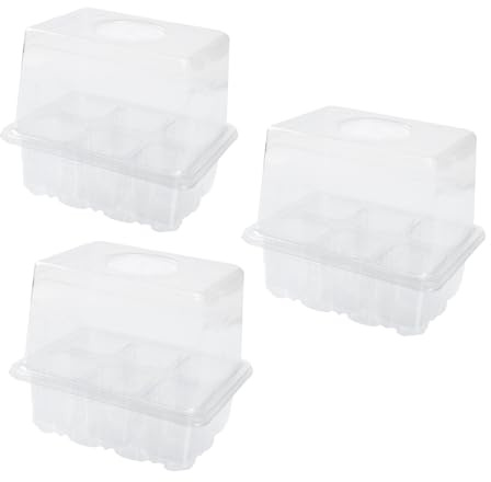 Toyvian 3piezas Caja De Plantación De Invernadero Caja De Vivero Crecimiento De Plantas y Flores Bandeja De Jardinería con Tapa para Plantas Suculentas y Flores Bandejas De Germinación Úti