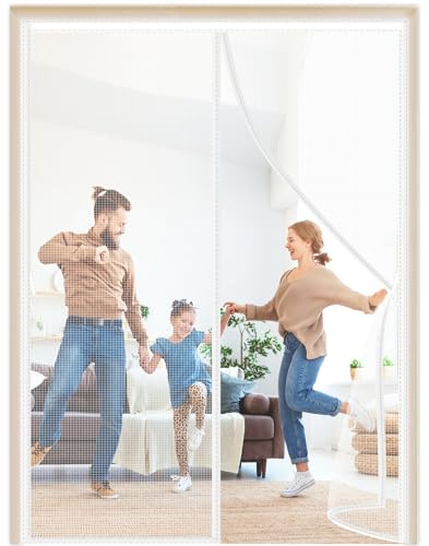 Porta Zanzariera Magnetica Bianco 230x260cm Anti Insetti Tenda di Zanzariera Porta Autoadesiva Traspirante Facile da Montare Senza Forare per Balcone Terrazze Camera Da Letto