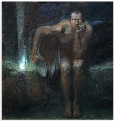 Hau3sh3a Lucifero Franz Stuck Quadri su tela Riproduzione Moderna Di Dipinti ad Olio Galleria Bagno Soggiorno Moderno Stampa GicléE su tela 80x80cm(31x31in) Senza cornice