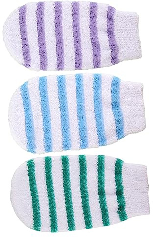 IWOWHERO 3 piezas Guantes Exfoliantes de Baño Manoplas de Ducha Reutilizables de Nylon para Limpieza Corporal Brazos Piernas y Espalda Colores Aleatorios Color Aleatorio Color Aleatorio