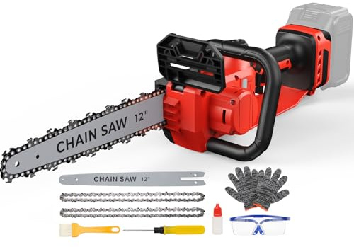 Mini Chainsaw for Milwaukee M18 Battery, 12 Inch Electric Chainsaw Cordless with Dual Safety Lock, Hand Held Chain Saw for Wood Cutting, Tree Saw Trimming and Branch Pruning (Battery Not Included)