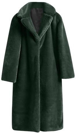 Ewleguzka Manteau long en fausse fourrure pour femmes - Hiver chaud, solide, épais, cardigan, pour l'extérieur, manteau d'extérieur, parka pelucheuse, veste, taille plus, décontracté, duveteux, XXL