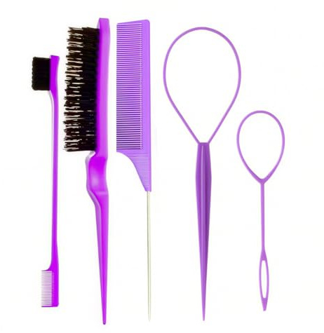 JEYORZY 5 pcs Strumento per Treccia per La Coda,Laccio Fermacapelli Accessori per Acconciature per Donne e Ragazze, Francese Twister per Capelli per Trecce Semplici ed Eleganti (Viola)