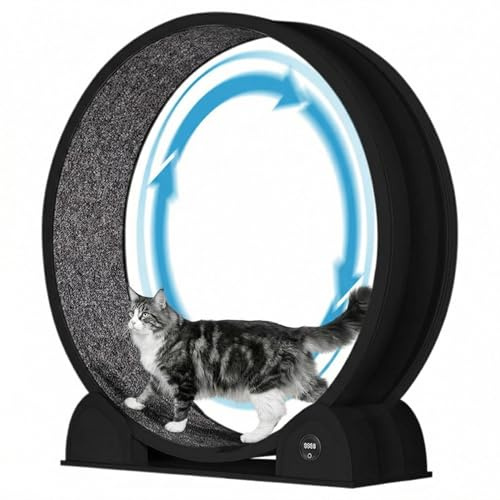 CuteHairy Cat Exercise Wheel 45 (114cm) - Super Quiet ABS Pet Running Wheel with Pedometer & Detachable Carpet, Large Cat Treadmill for Running, Training & Weight Management - White