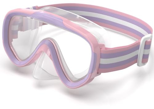 ACURE Kids Swim Goggles for Boys Girls Ages 3-14, Anti-Fog Snorkel Mask Set with Nose Cover and Fabric Strap Children Diving Mask in Swimming Pool for Youth