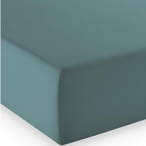 fleuresse Comfort Spannbettlaken, 96% Baumwolle, 4% Elasthan, Aqua, 150 x 200
