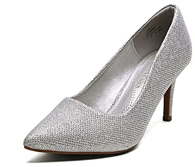 DREAM PAIRS Women's High Stiletto Heels Closed Pointed Toe Dress Pumps Shoes for Wedding Work Office Business, 3 Inches,Size 8.5,Silver/Glitter,KUCCI