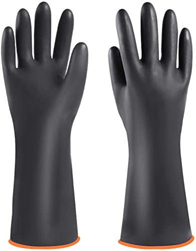 Eiito strapazierfähige Latexhandschuhe, beständig gegen Starke Säuren, Industrie Anti Chemische Säure Alkali Gummihandschuhe 35cm