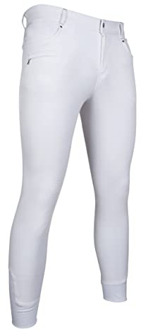 HKM Erwachsene Herren-Reithose-San Lorenzo-Silikon-Kniebesatz1200 weiß56 Hose, 1200 weiß, 56