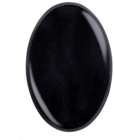 UFEEL Piedra de palma de obsidiana negra, cristal curativo natural, piedras de energía ovaladas de bolsillo para ansiedad y estrés
